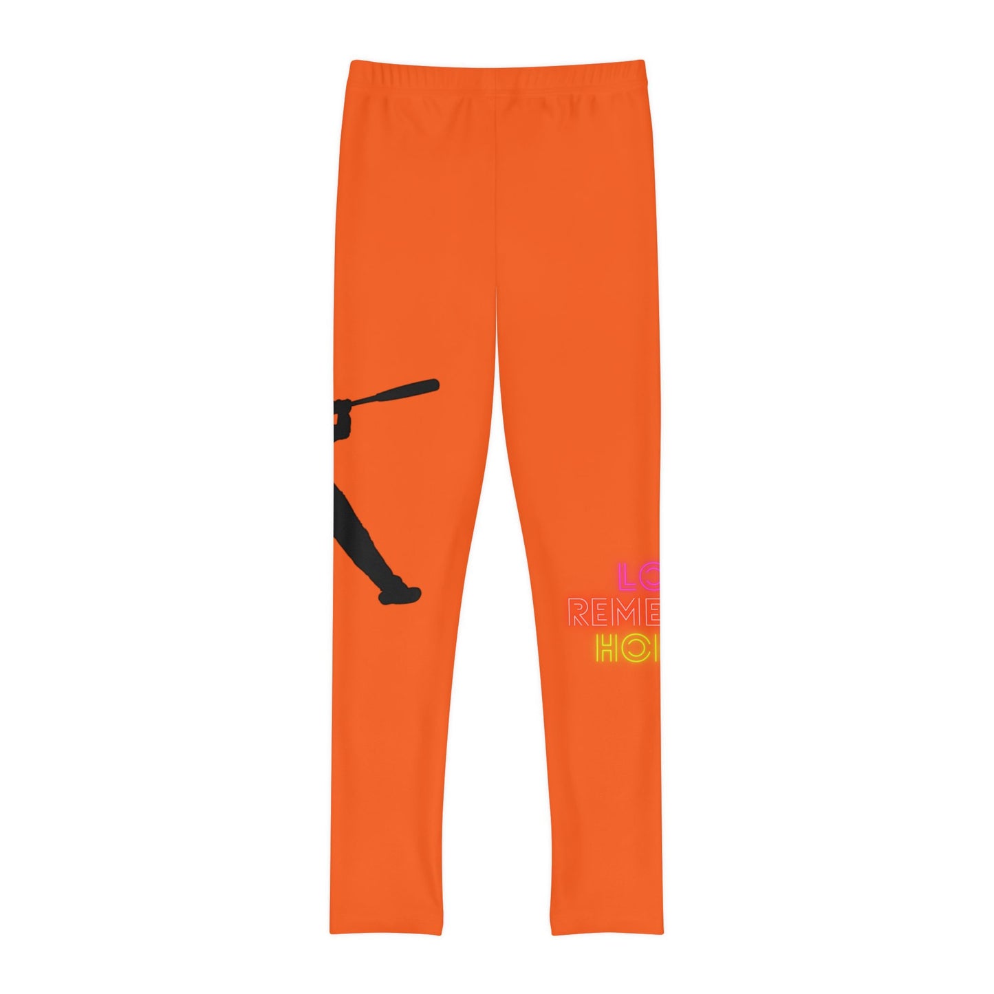 Youth Full-Length Leggings: Baseball Orange