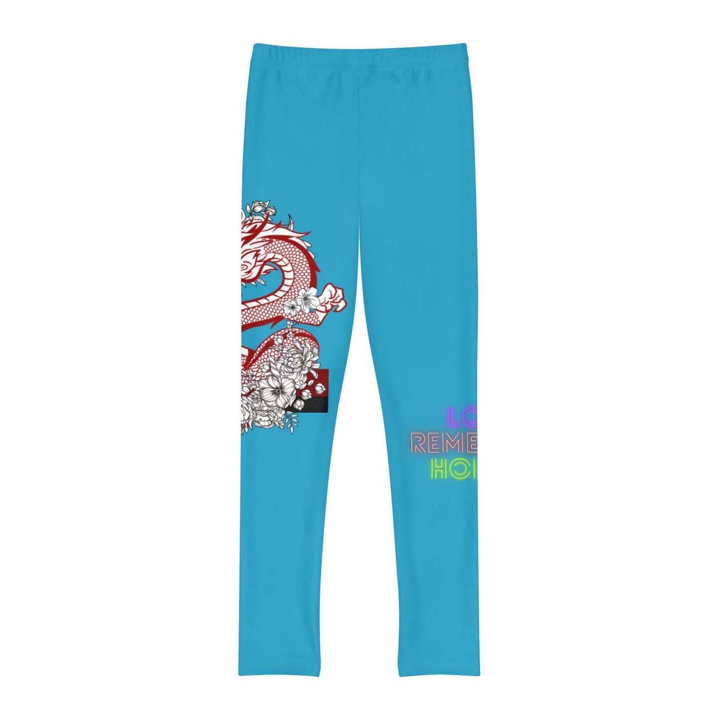 Youth Full-Length Leggings: Dragons Turquoise