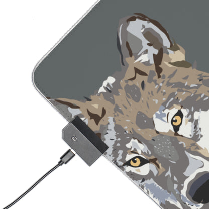 LED Gaming Mouse Pad: Wolves Dark Grey