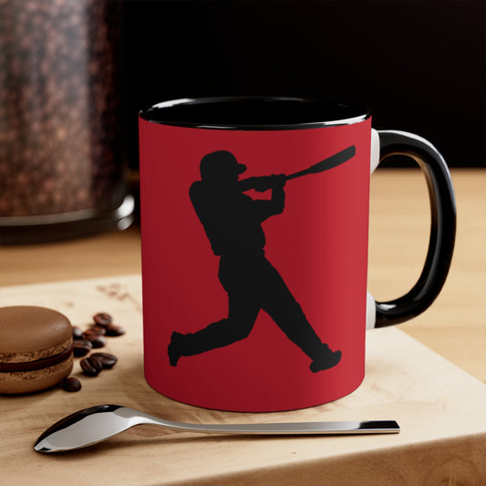 Accent Coffee Mug, 11oz: Baseball Dark Red