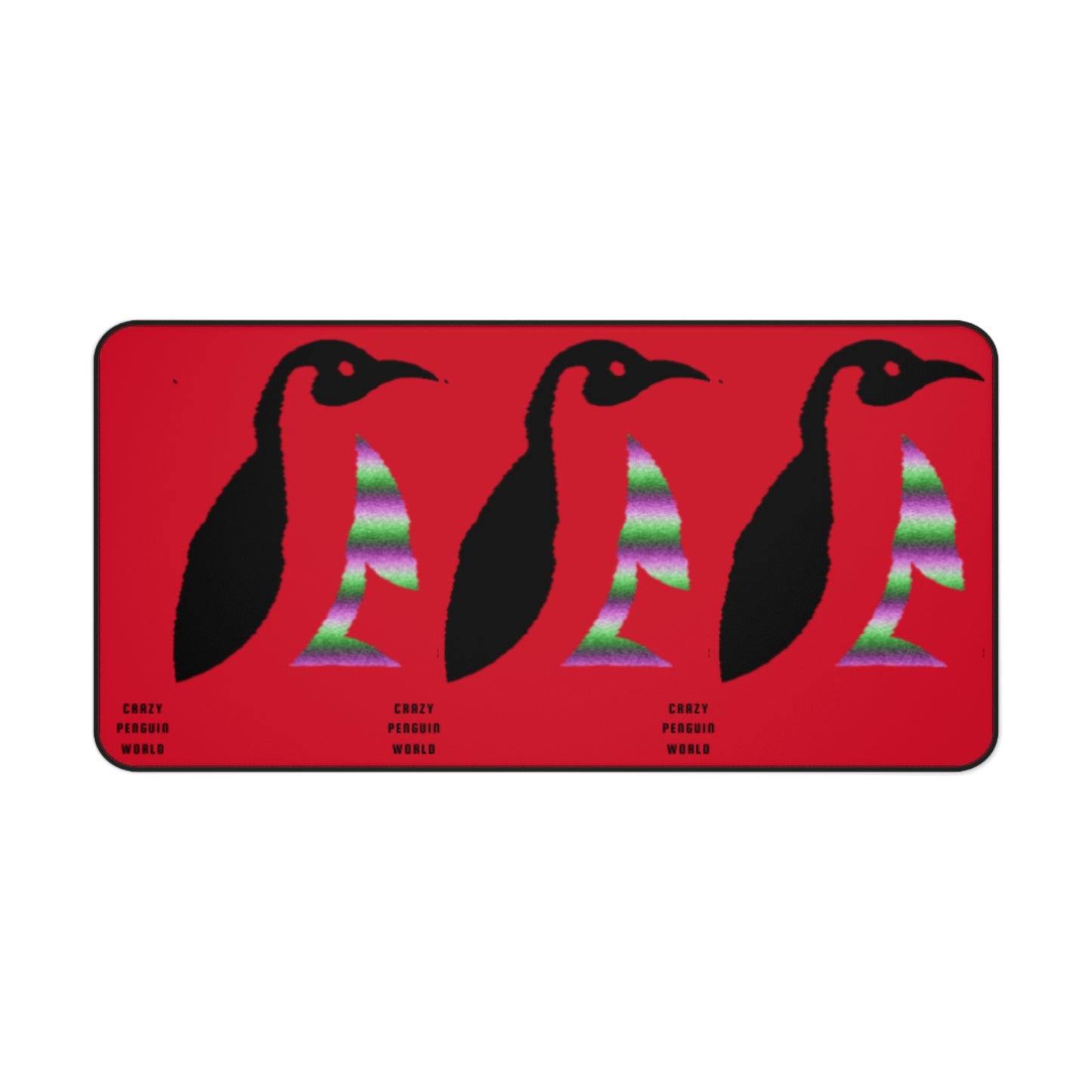 Desk Mat: Crazy Penguin World Logo Dark Red