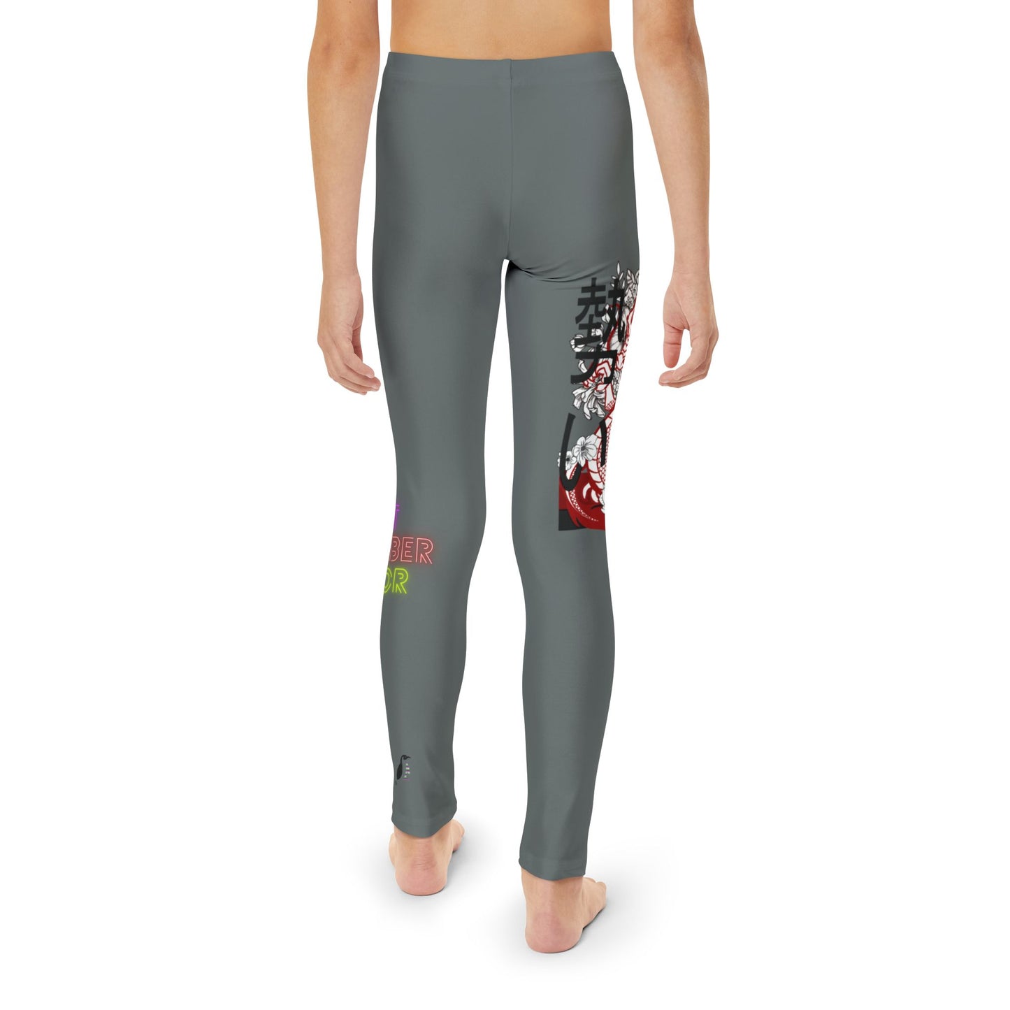 Youth Full-Length Leggings: Dragons Dark Grey