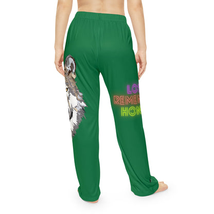 Women's Pajama Pants: Wolves Dark Green