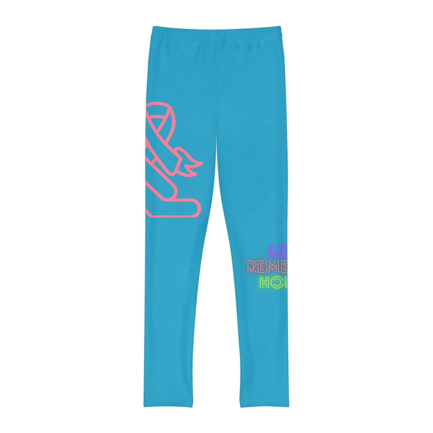 Youth Full-Length Leggings: Fight Cancer Turquoise