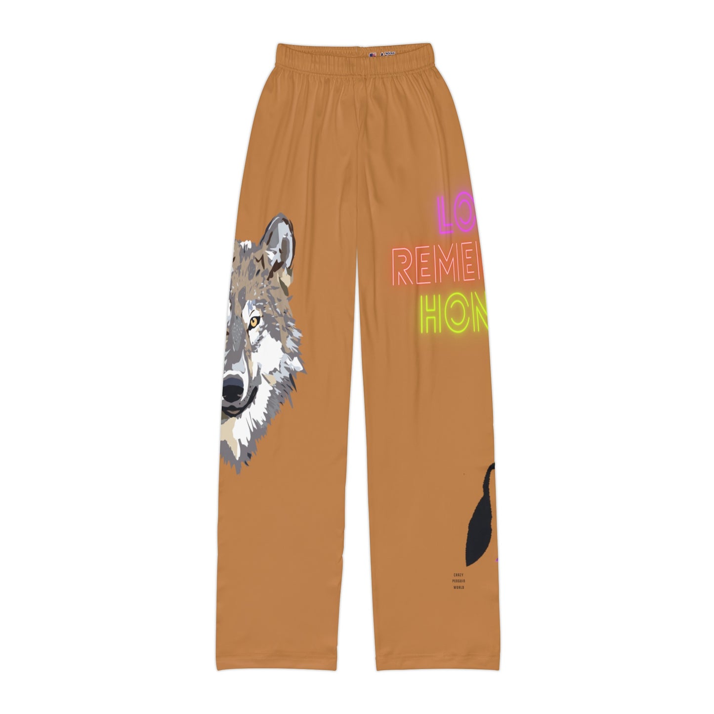 Kids Pajama Pants: Wolves Lite Brown