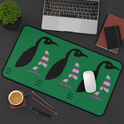 Desk Mat: Crazy Penguin World Logo Dark Green