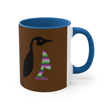 Accent Coffee Mug, 11oz: Crazy Penguin World Logo Brown