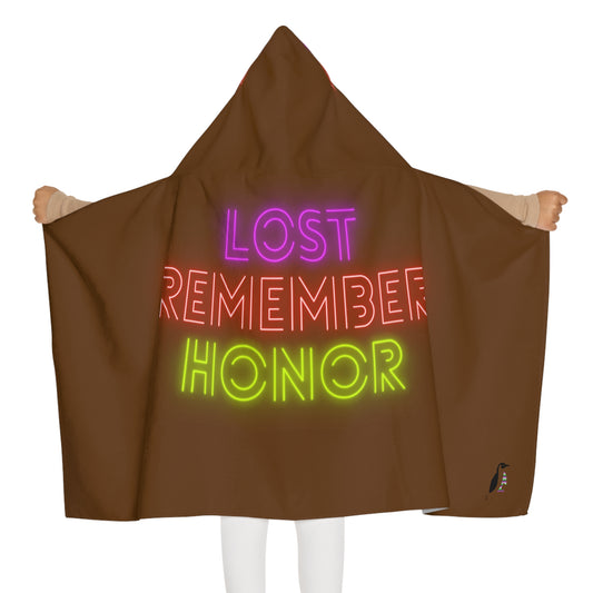 Youth Hooded Towel: Lost Remember Honor Brown