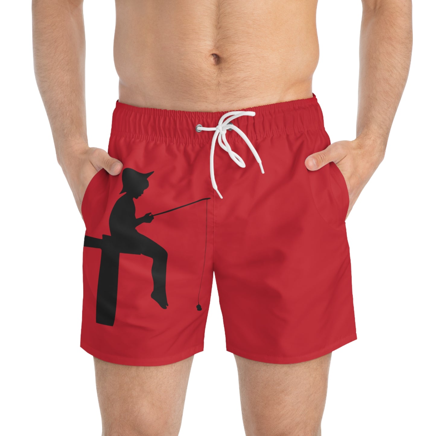 Swim Trunks: Fishing Dark Red