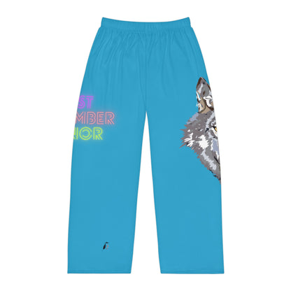 Panlalaking Pajama Pantalon: Wolves Turquoise 