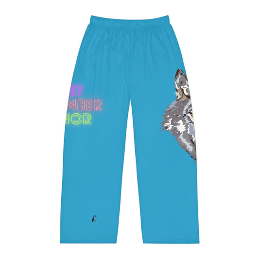 Men's Pajama Pants: Wolves Turquoise