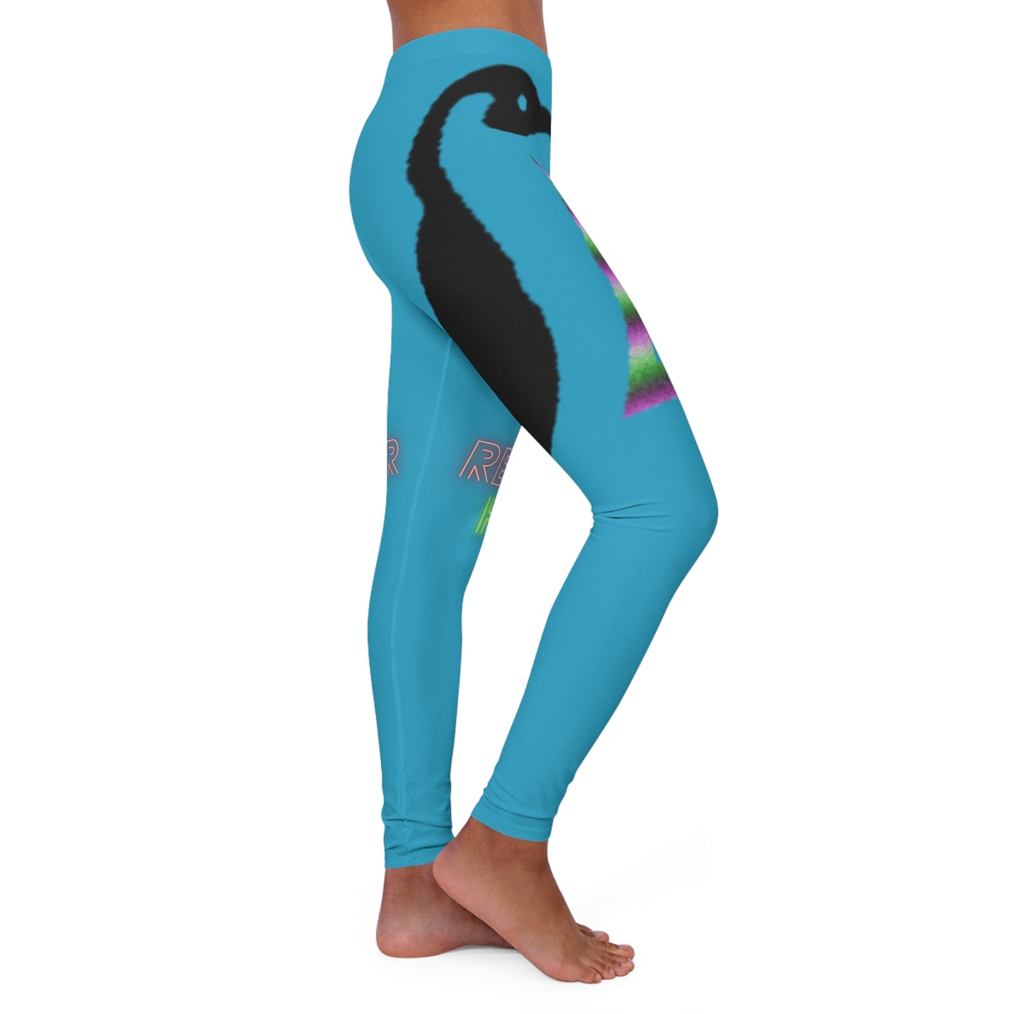 Women's Spandex Leggings: Crazy Penguin World Logo Turquoise