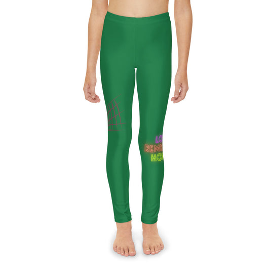 Youth Full-Length Leggings: Volleyball Dark Green