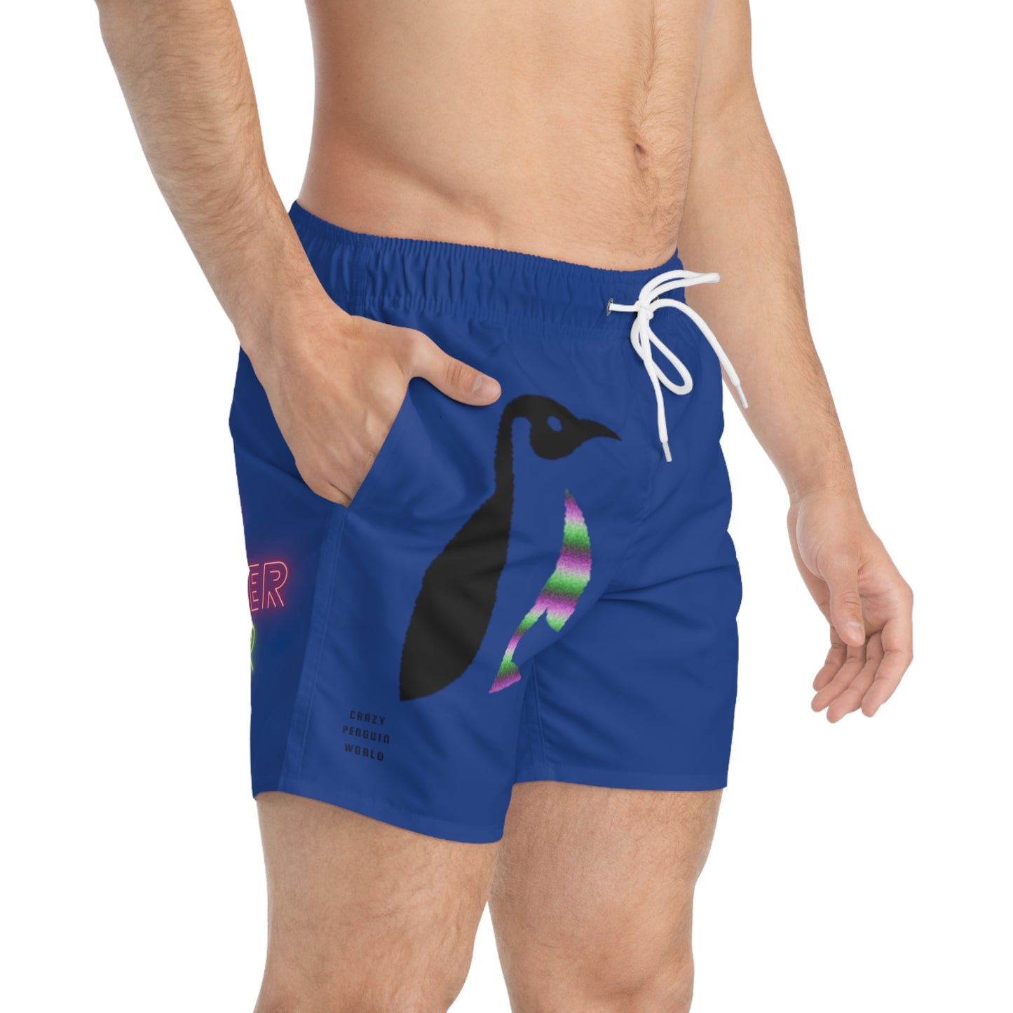 Swim Trunks: Crazy Penguin World Logo Dark Blue