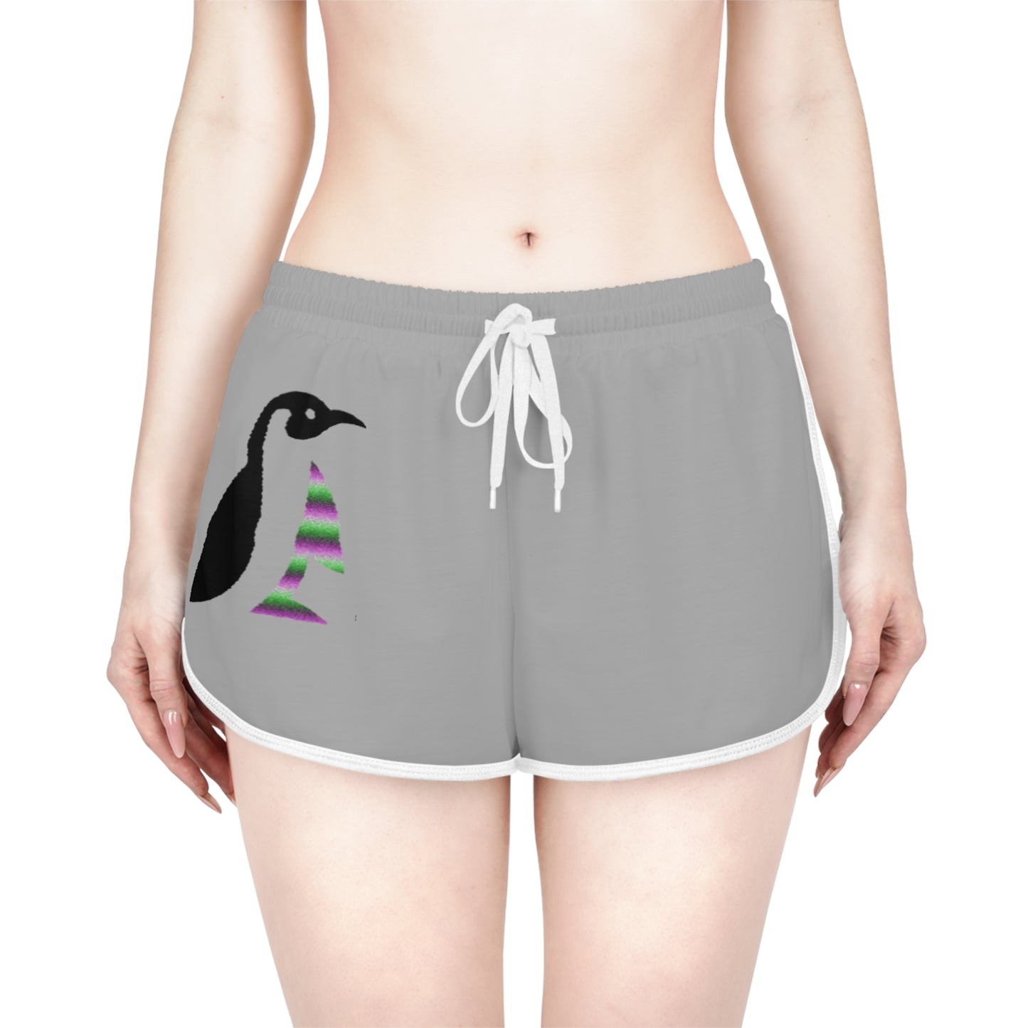 Women's Relaxed Shorts: Crazy Penguin World Logo Lite Grey