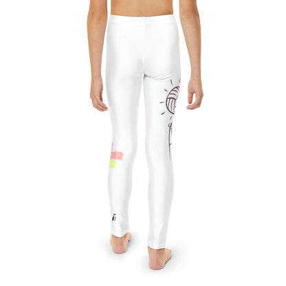 Youth Full-Length Leggings: Volleyball White