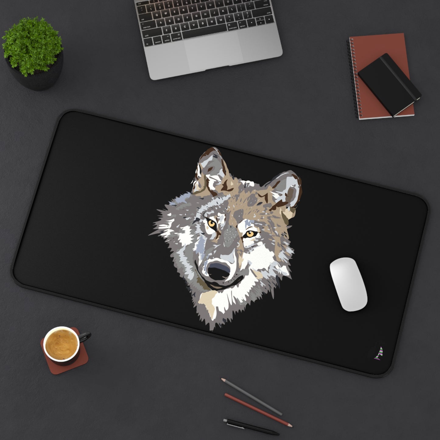 Desk Mat: Wolves Black