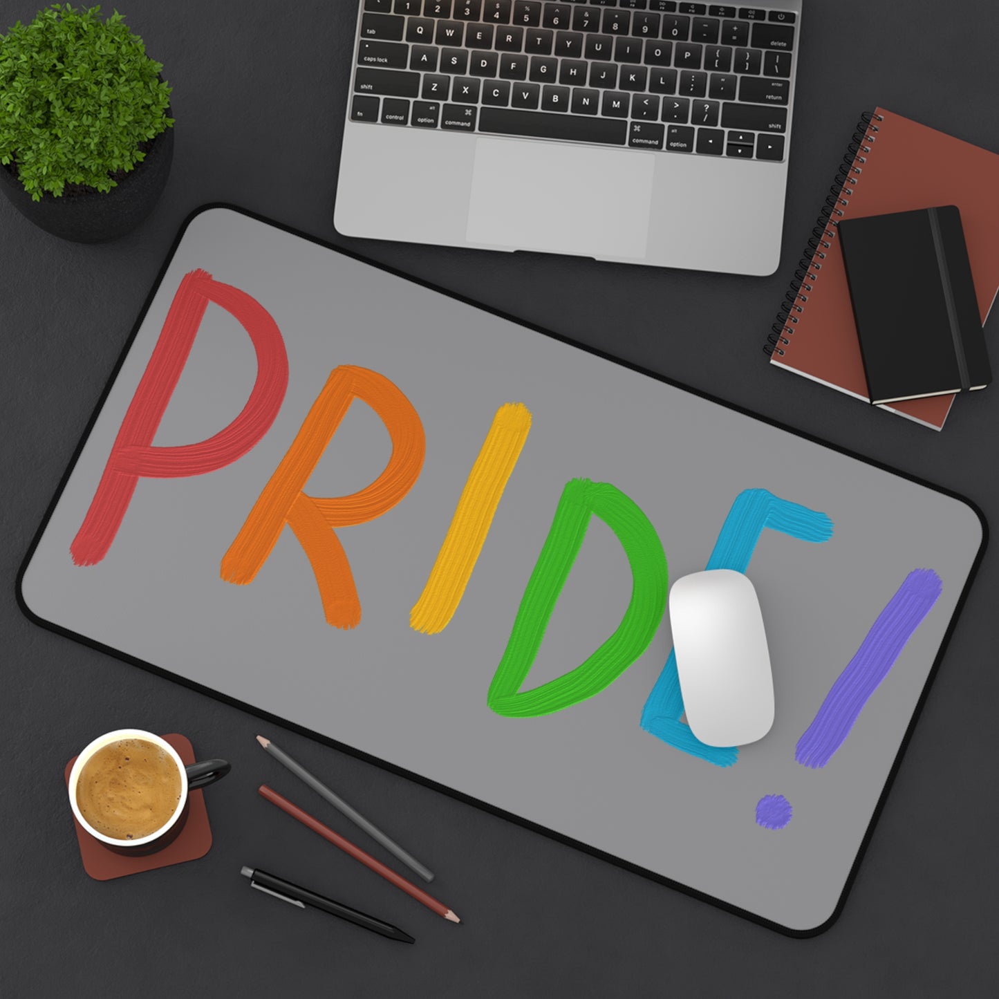 Desk Mat: LGBTQ Pride Grey