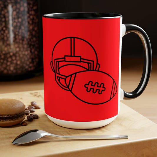 Two-Tone Coffee Mugs, 15oz: Football Red