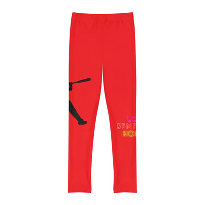 Youth Full-Length Leggings: Baseball Red