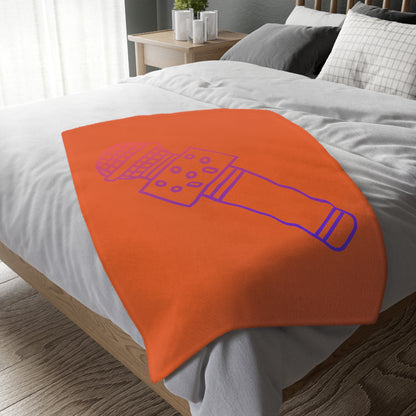 Velveteen Minky Blanket (Two-sided print): Music Orange