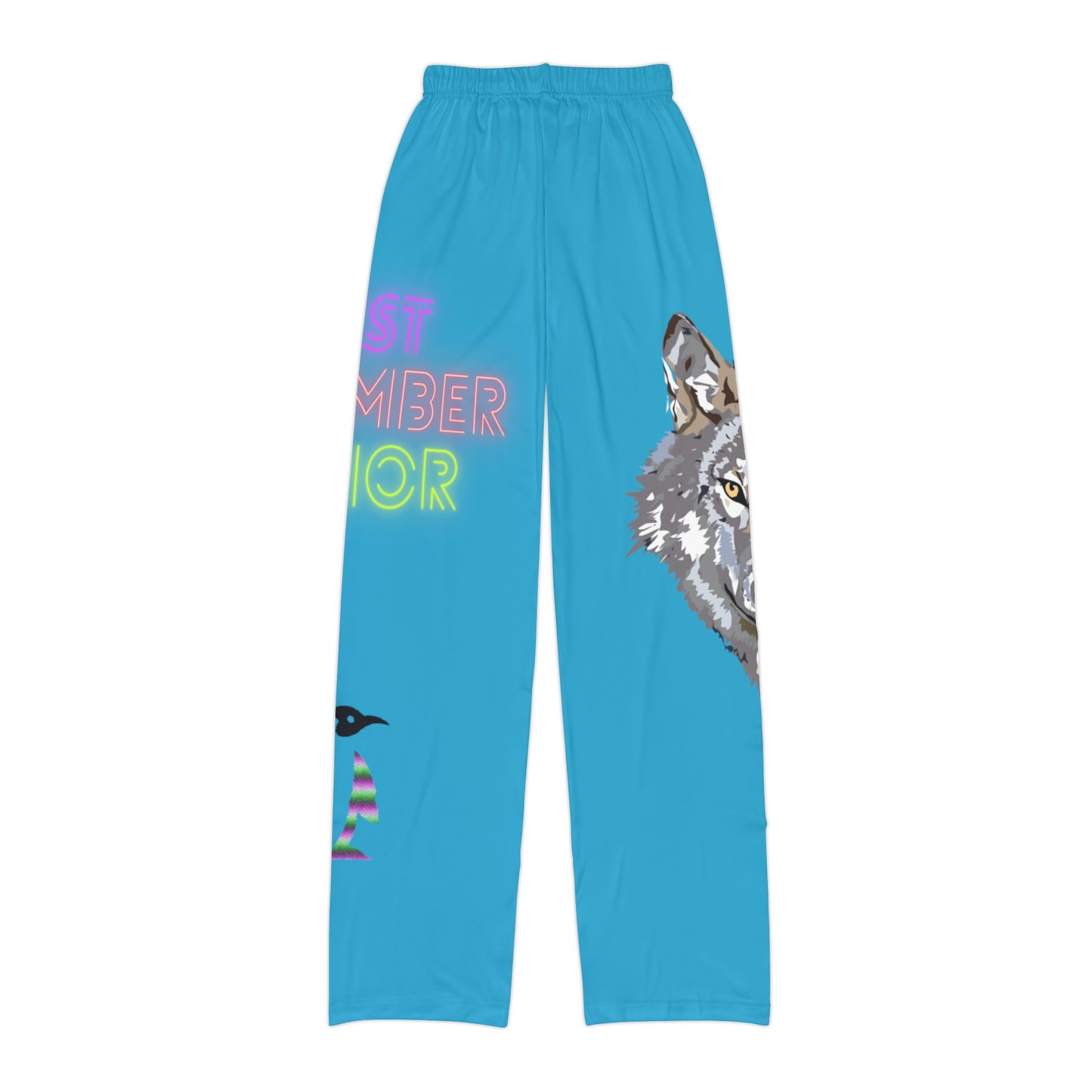 Kids Pajama Pants: Wolves Turquoise