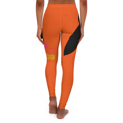 Women's Spandex Leggings: Crazy Penguin World Logo Orange