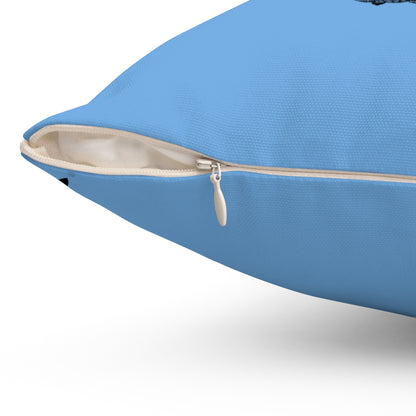 Spun Polyester Square Pillow: Writing Lite Blue
