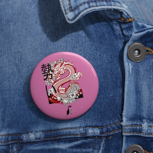 Custom Pin Buttons Dragons Lite Pink