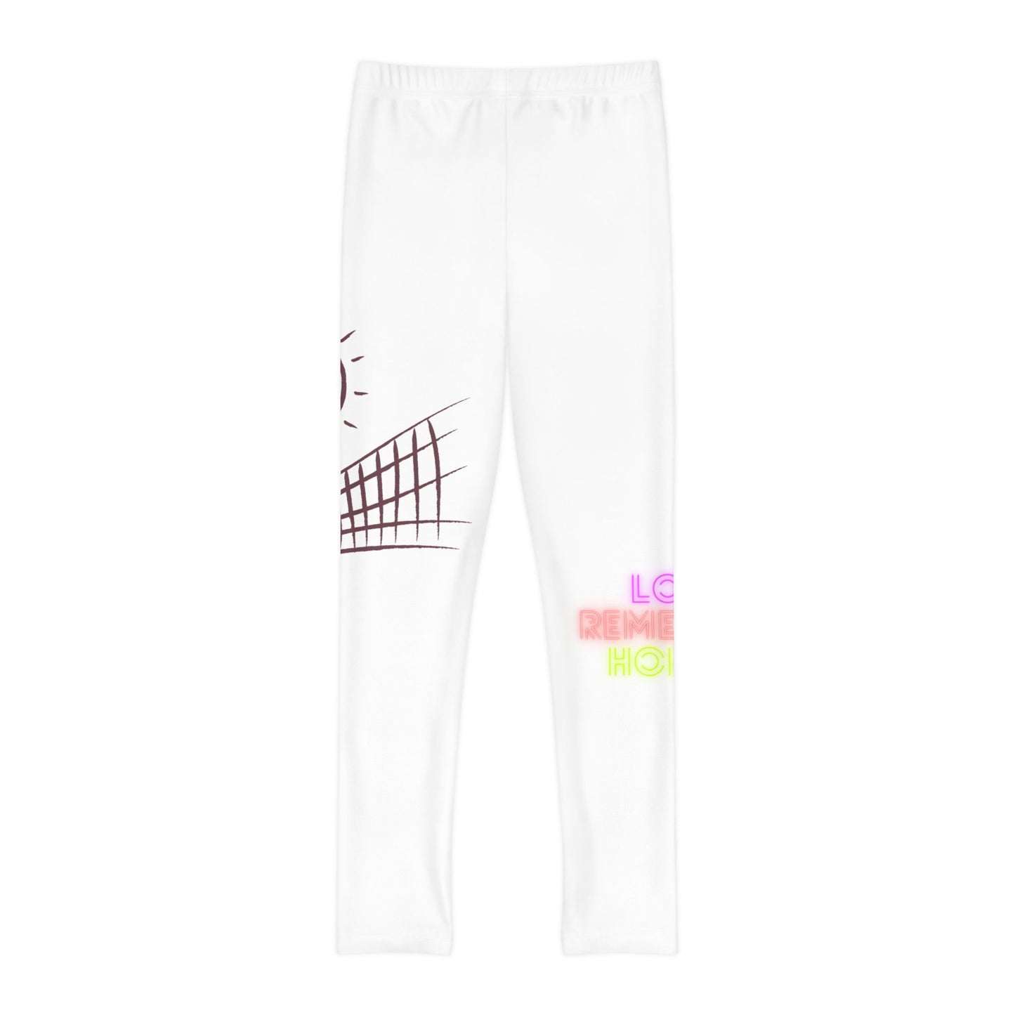 Youth Full-Length Leggings: Volleyball White