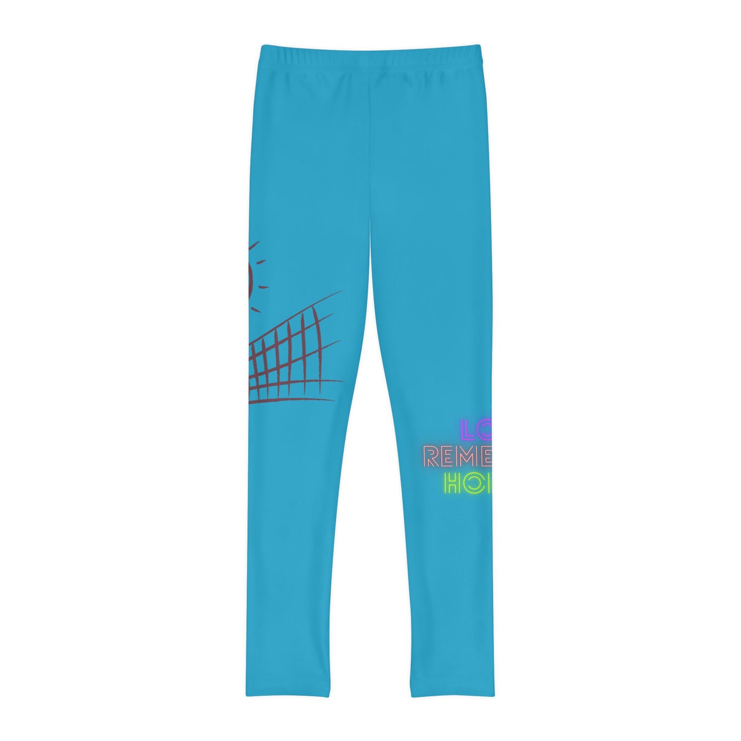 Youth Full-Length Leggings: Volleyball Turquoise