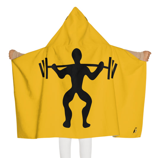 Youth Hooded Towel: Weightlifting Yellow
