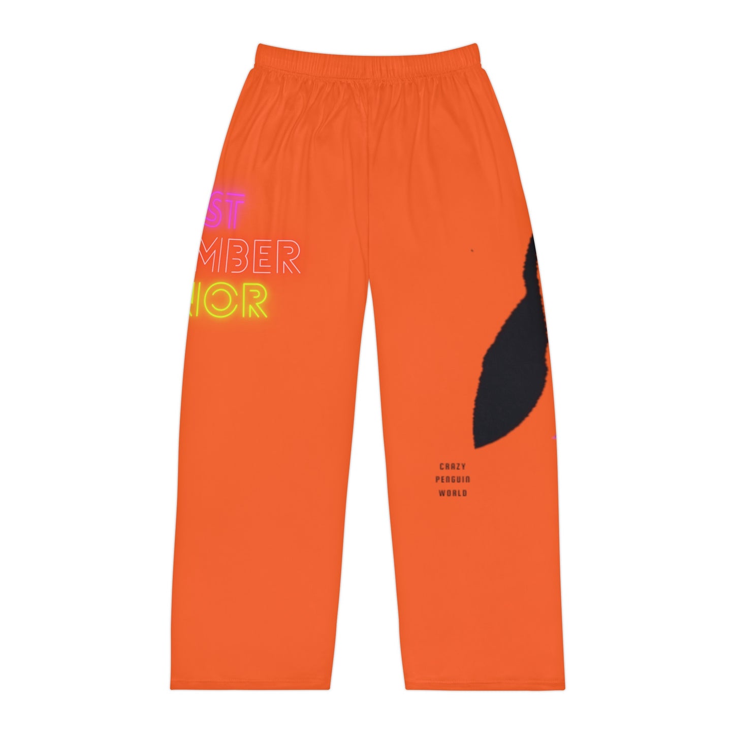 Men's Pajama Pants: Crazy Penguin World Logo Orange