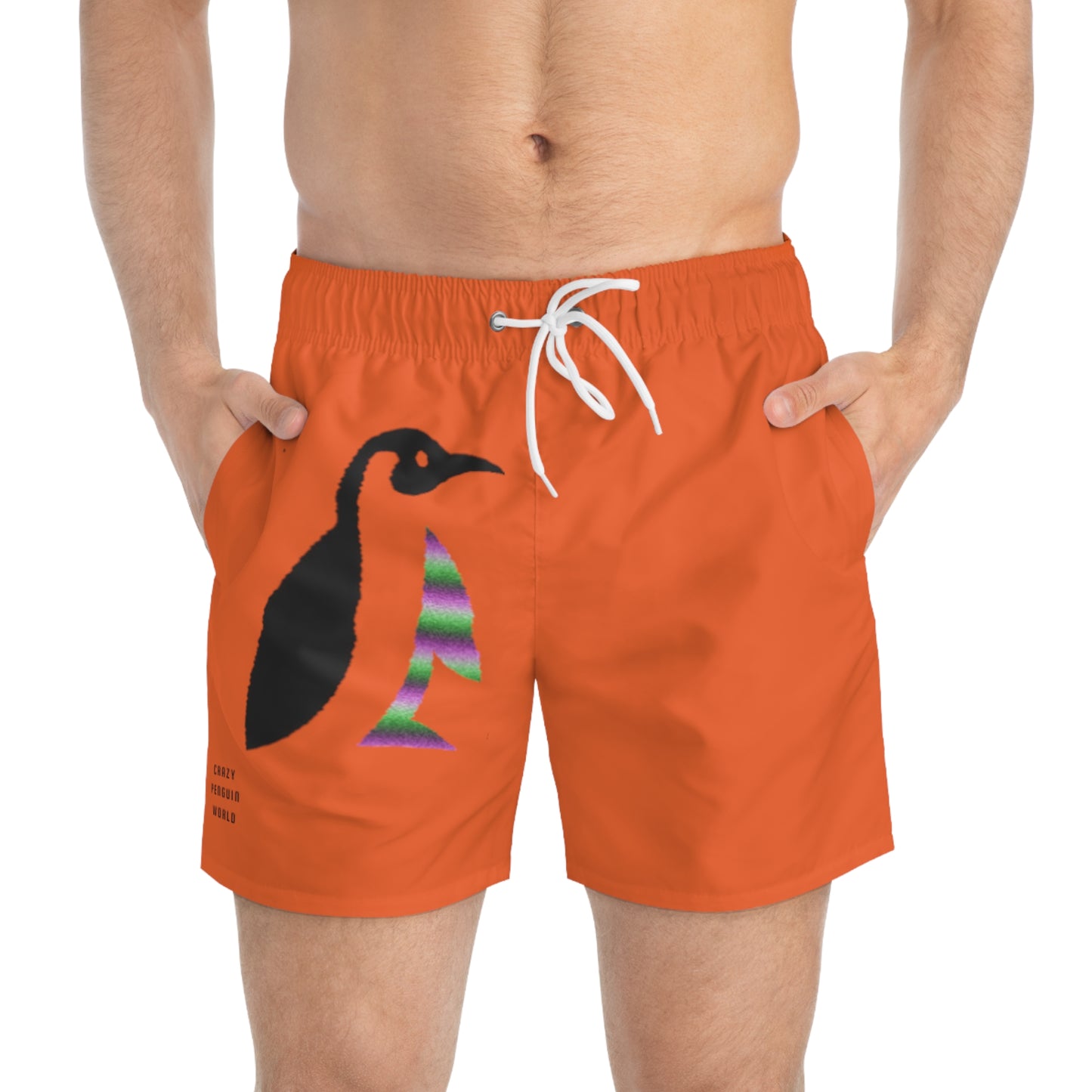 Swim Trunks: Crazy Penguin World Logo Orange