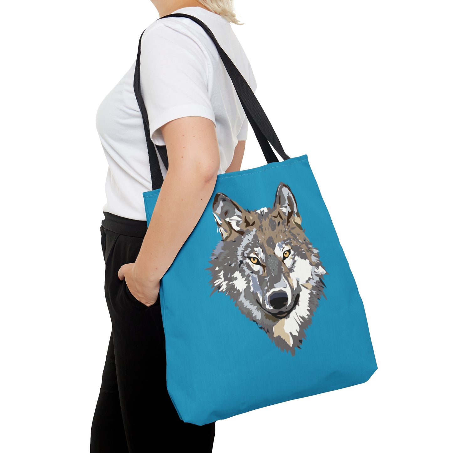 Tote Bag: Wolves Turquoise