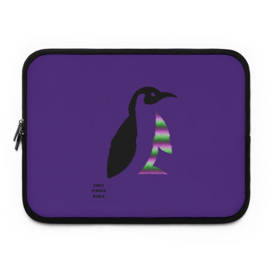 Laptop Sleeve: Crazy Penguin World Logo Purple