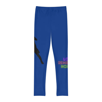 Youth Full-Length Leggings: Soccer Dark Blue