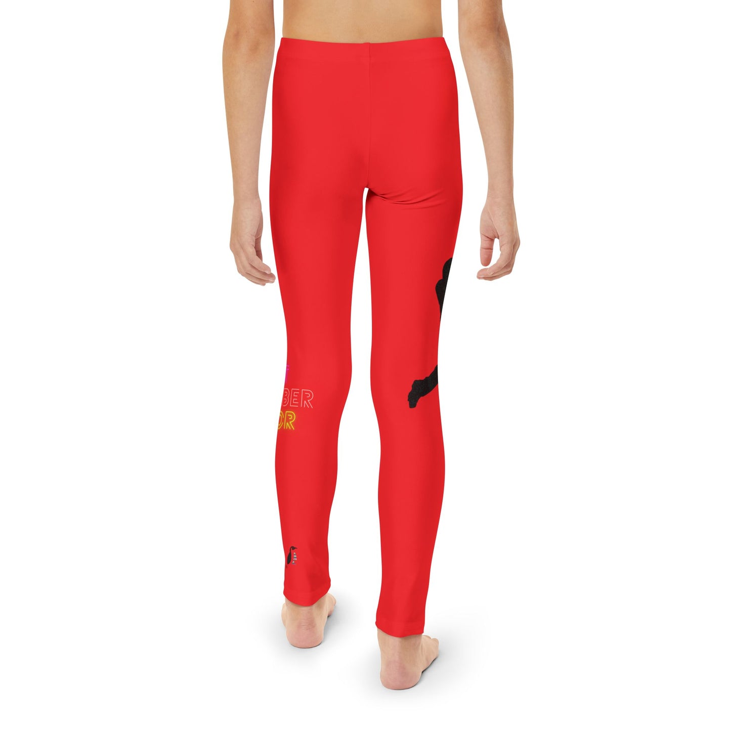 Youth Full-Length Leggings: Baseball Red