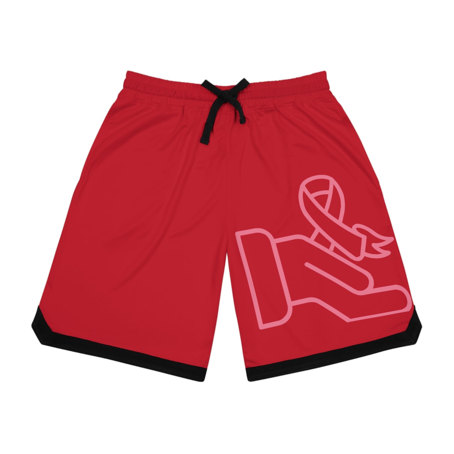 Basketball Rib Shorts: Fight Cancer Dark Red