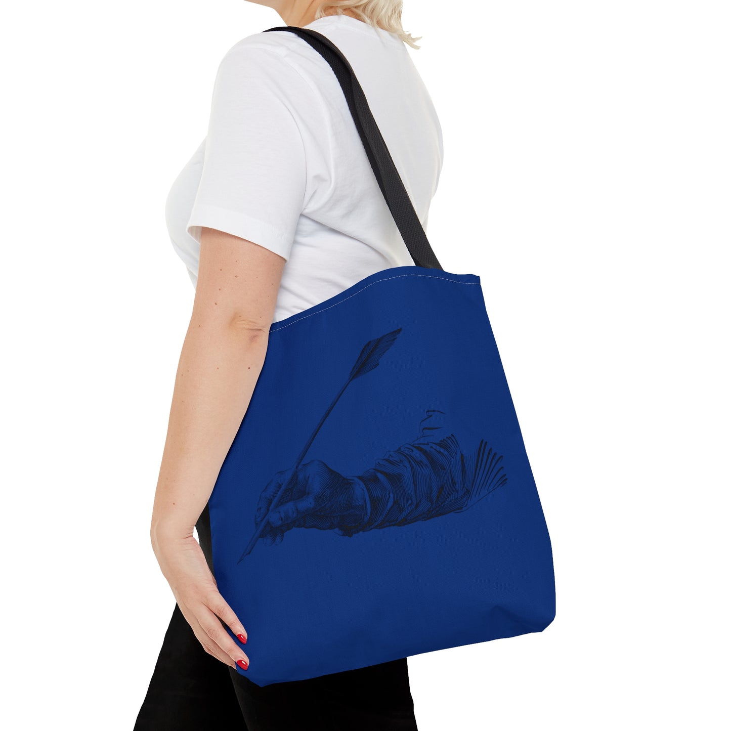 Tote Bag: Writing Dark Blue