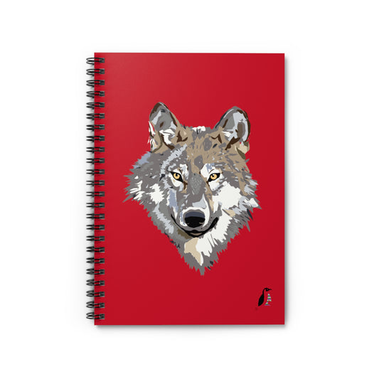 Spiral Notebook - Ruled Line: Wolves Dark Red