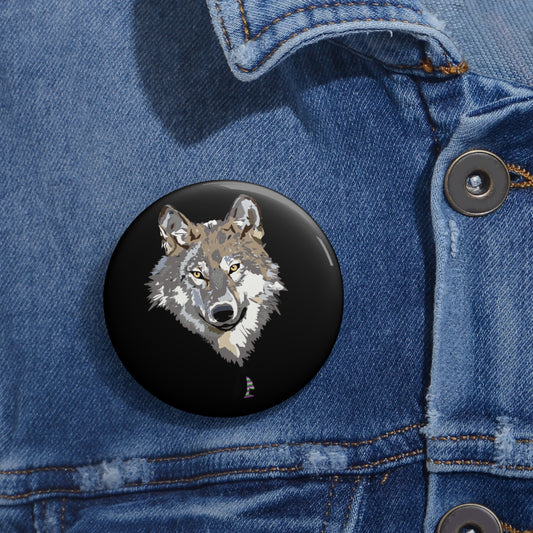 Custom Pin Buttons Wolves Black