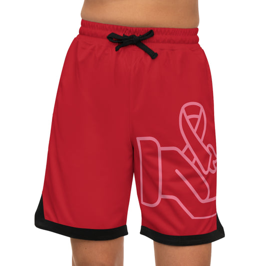 Basketball Rib Shorts: Fight Cancer Dark Red