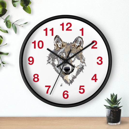 Wall clock: Wolves Dark Red