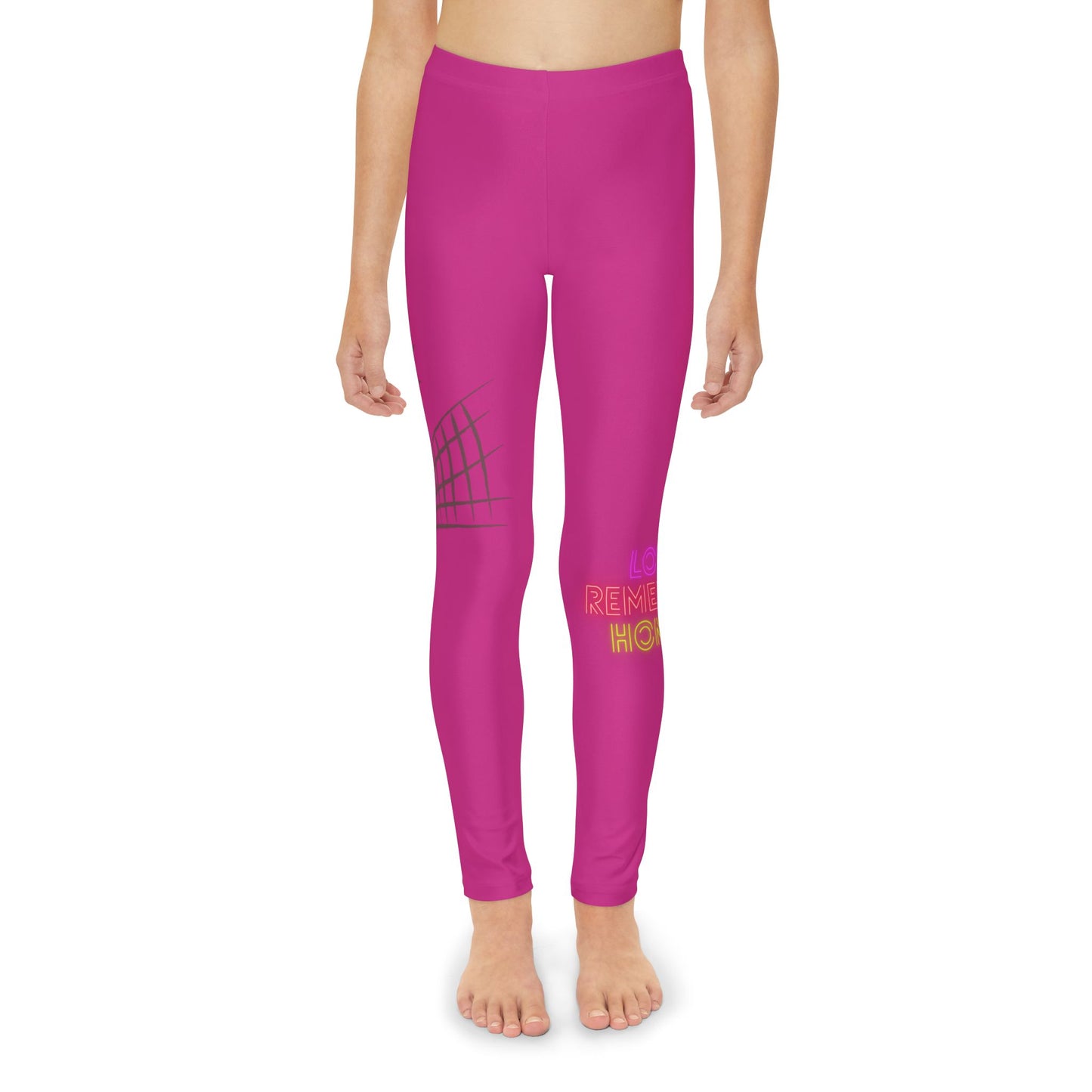 Youth Full-Length Leggings: Volleyball Pink