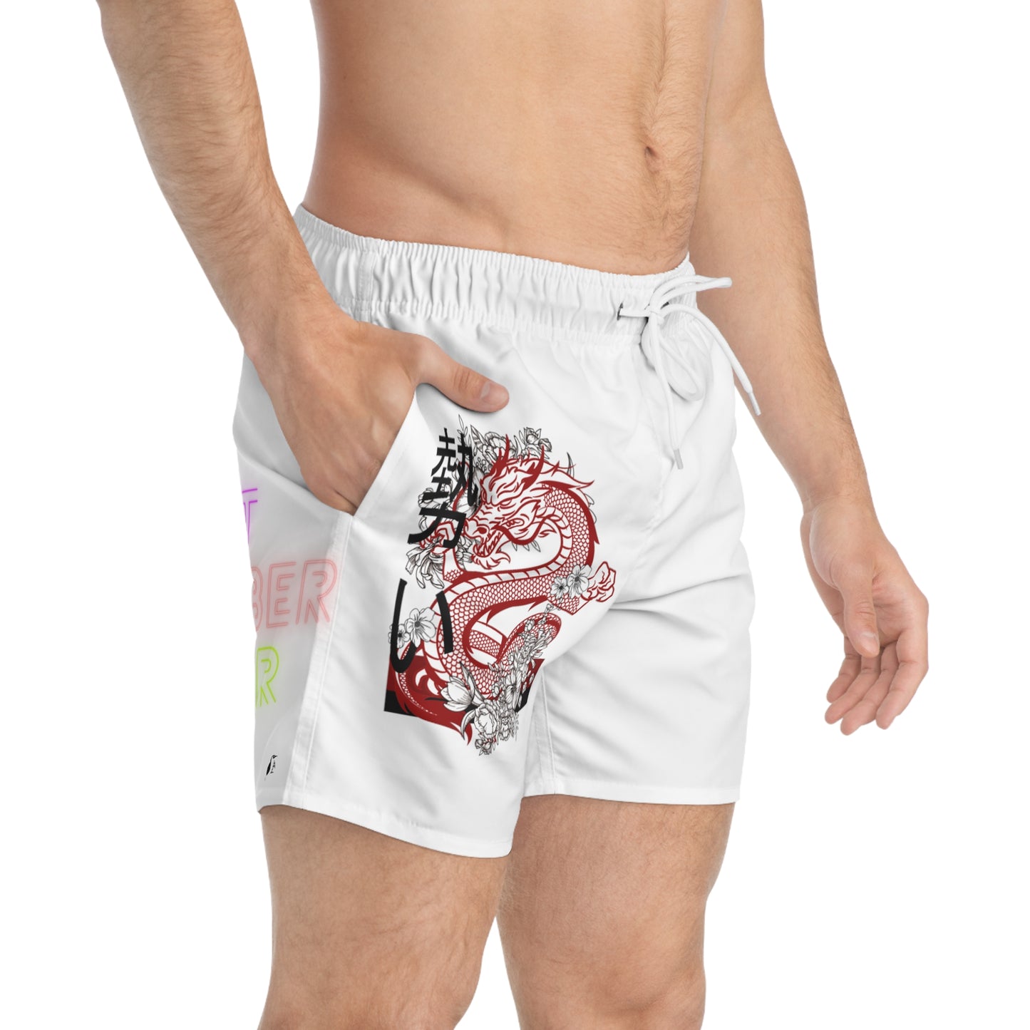 Swim Trunks: Dragons White