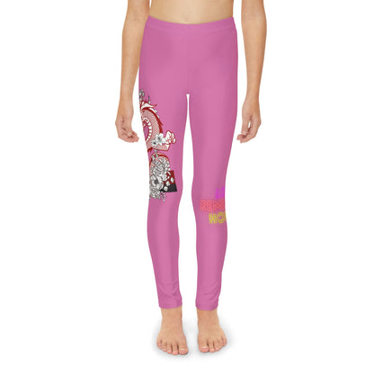 Youth Full-Length Leggings: Dragons Lite Pink