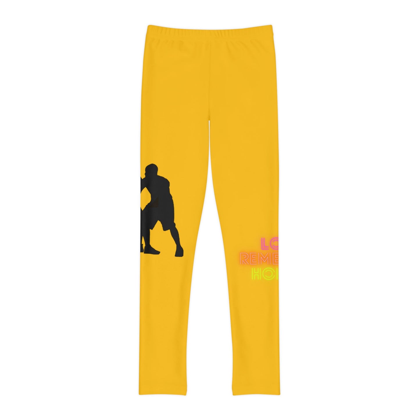 Youth Full-Length Leggings: Basketball Yellow