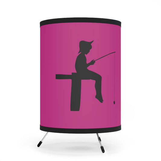 Tripod Lamp with High-Res Printed Shade, US\CA plug: Fishing Pink