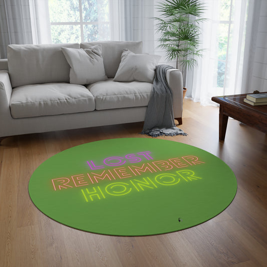 Round Rug: Lost Remember Honor Green